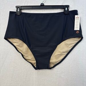 Honey Mark Classic Bottoms Swimwear 2XL Blue Gray Swim HighWaisted Chic Retro